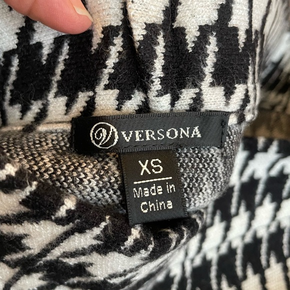 Versona Black & White Houndstooth A-Line Skirt - Picture 3 of 4